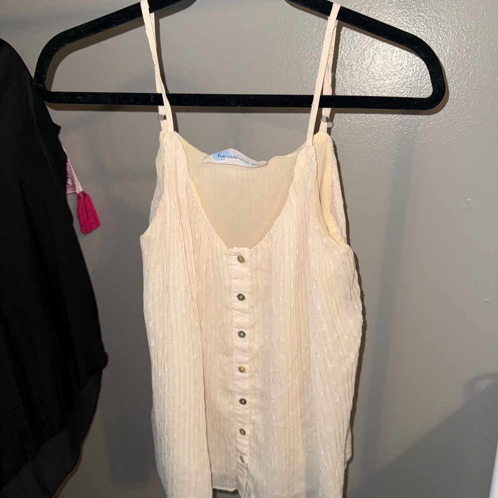 Cream Sleeveless Buttoned Camisole